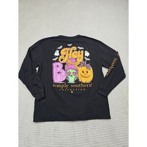 Simply Southern Shirt Womens Large Hey Boo Halloween Long Sleeve